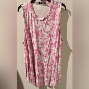 Lane Bryant Pink and White Tank Top